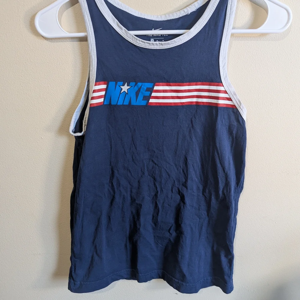 Nike Kids Navy and White Tank Top Size Medium